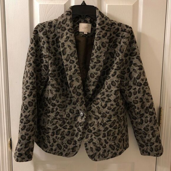 ANN TAYLOR LOFT ANIMAL PRINT BLAZER - Picture 1 of 6